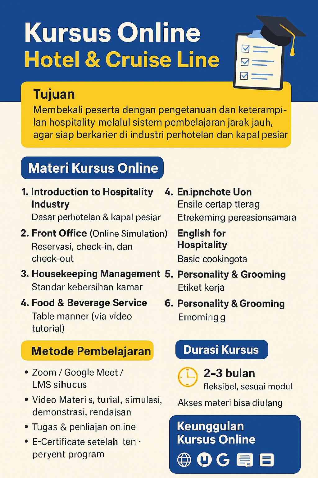 Kursus dan Pelatihan Perhotelan